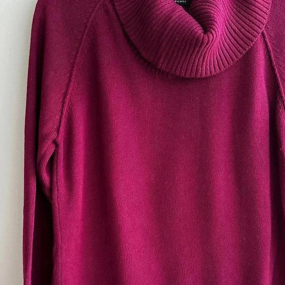 Jeanne Pierre Cowl Neck Solid Knit Sweater, Berry/Purple, Size Large - Picture 15 of 16